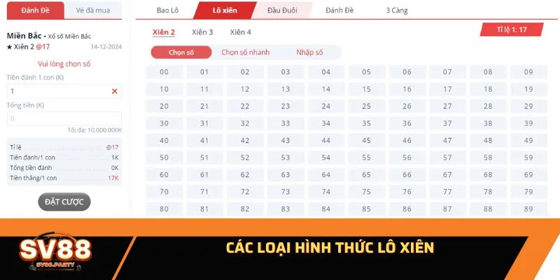 Các loại hình thức lô xiên